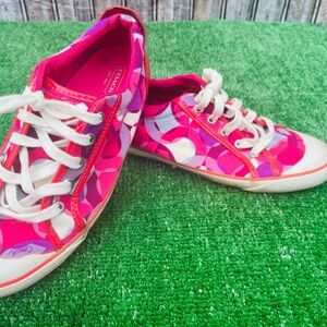 Coach Fuchsia and White Patterned Sneakers